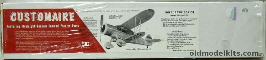 SIG Customaire Cabin Biplane - 20 inch Wingspan Balsa Flying Model, FF-26 plastic model kit